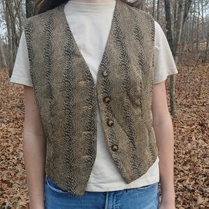 Liz Claiborne Vest, Womens S Snakeskin Metallic Animal Vintage Y2K Retro Hippie